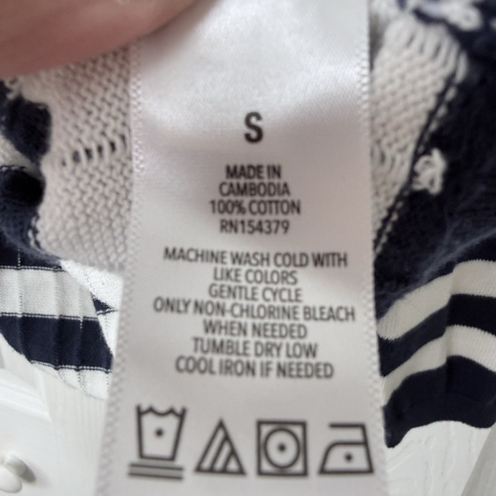 Aeropostale‎ Striped Babydoll Sweater Small Blue White Henley Scoop Neck Y2K - Picture 7 of 8